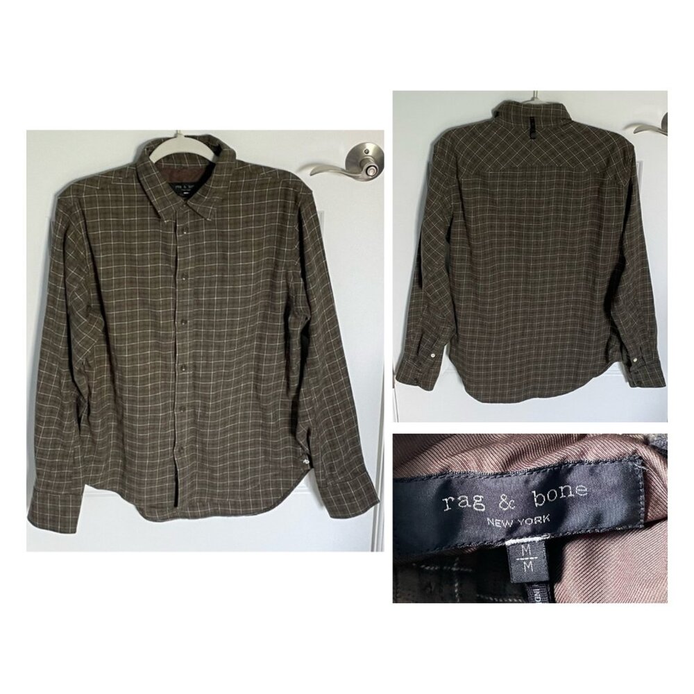 rag & bone Brown Plaid Casual Button Down Shirt
